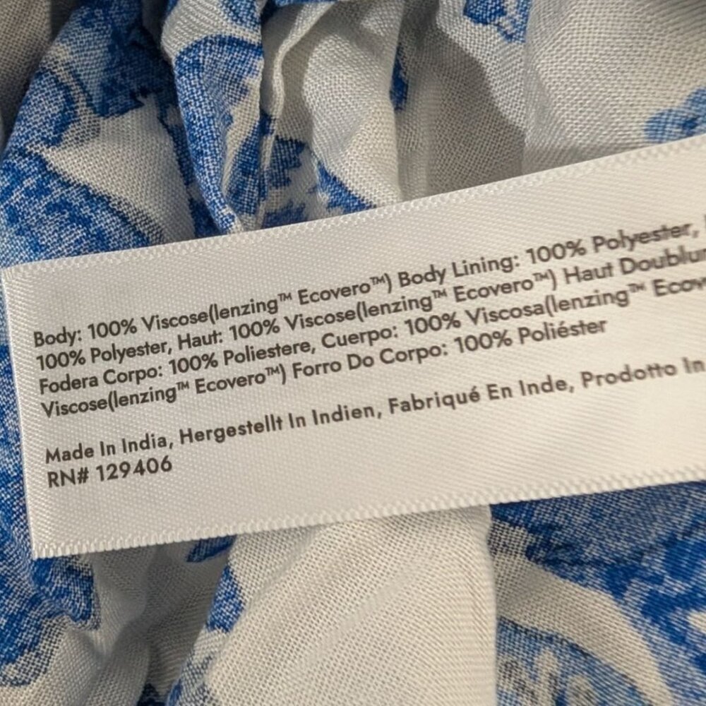 Venus Lascana Floral Midi Dress Womens Size Large White Blue Short Sleeve V Neck - Picture 8 of 15